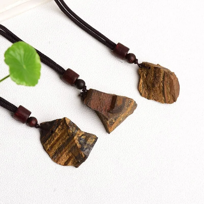 1 Piece Irregular Natural Tigers Eye Yellow Stone and Mineral Pendant Necklaces