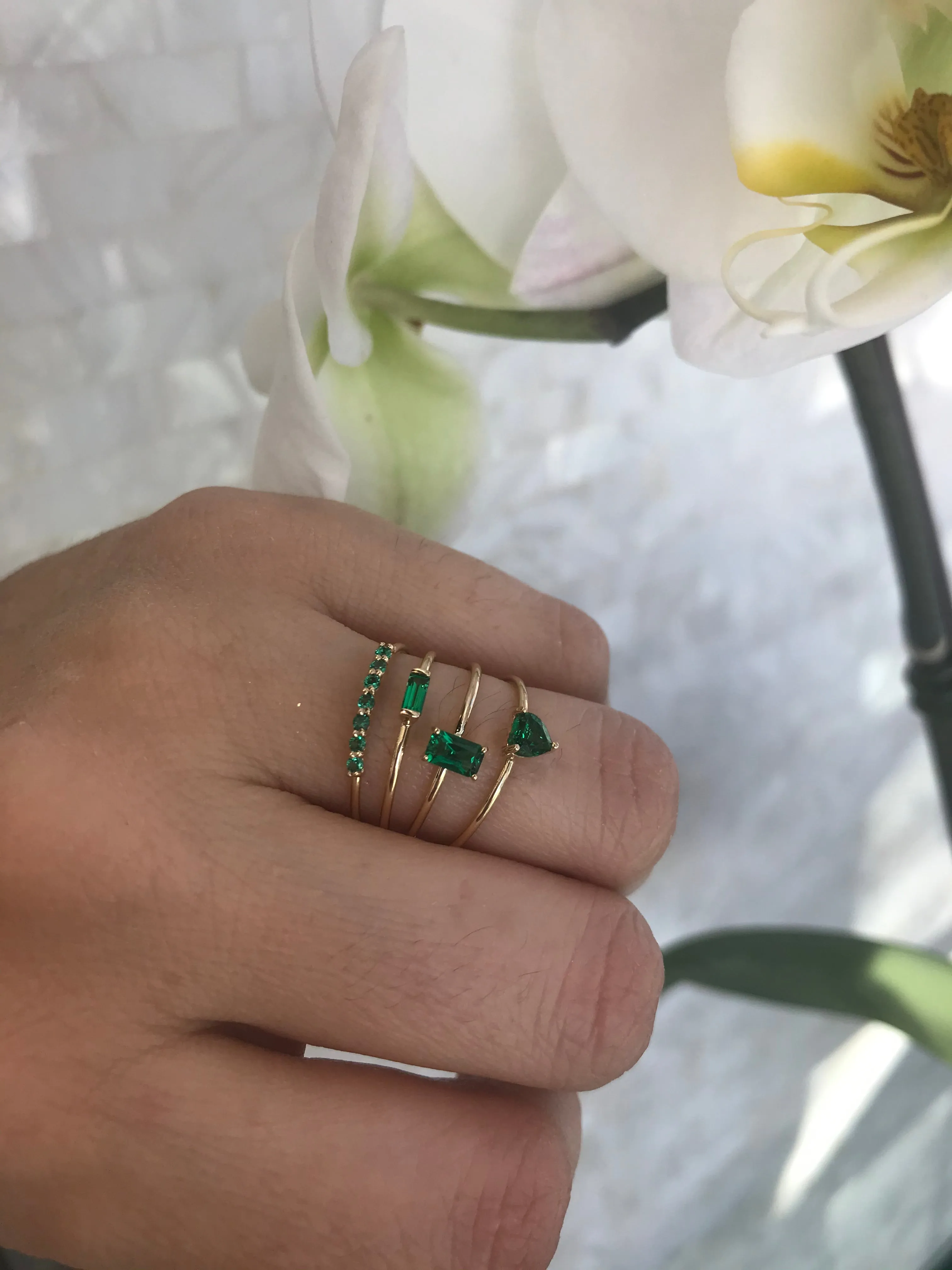 10k Gold Emerald Cut Birthstone Ring