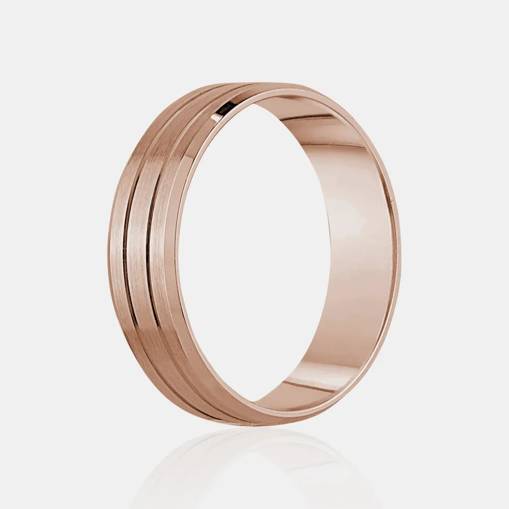 10K High Polished & Brushed Center Lines Wedding Band