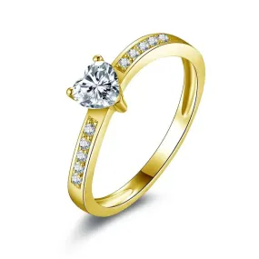 10k Yellow Gold Solitaire Heart Moissanite Ring 0.5 ct