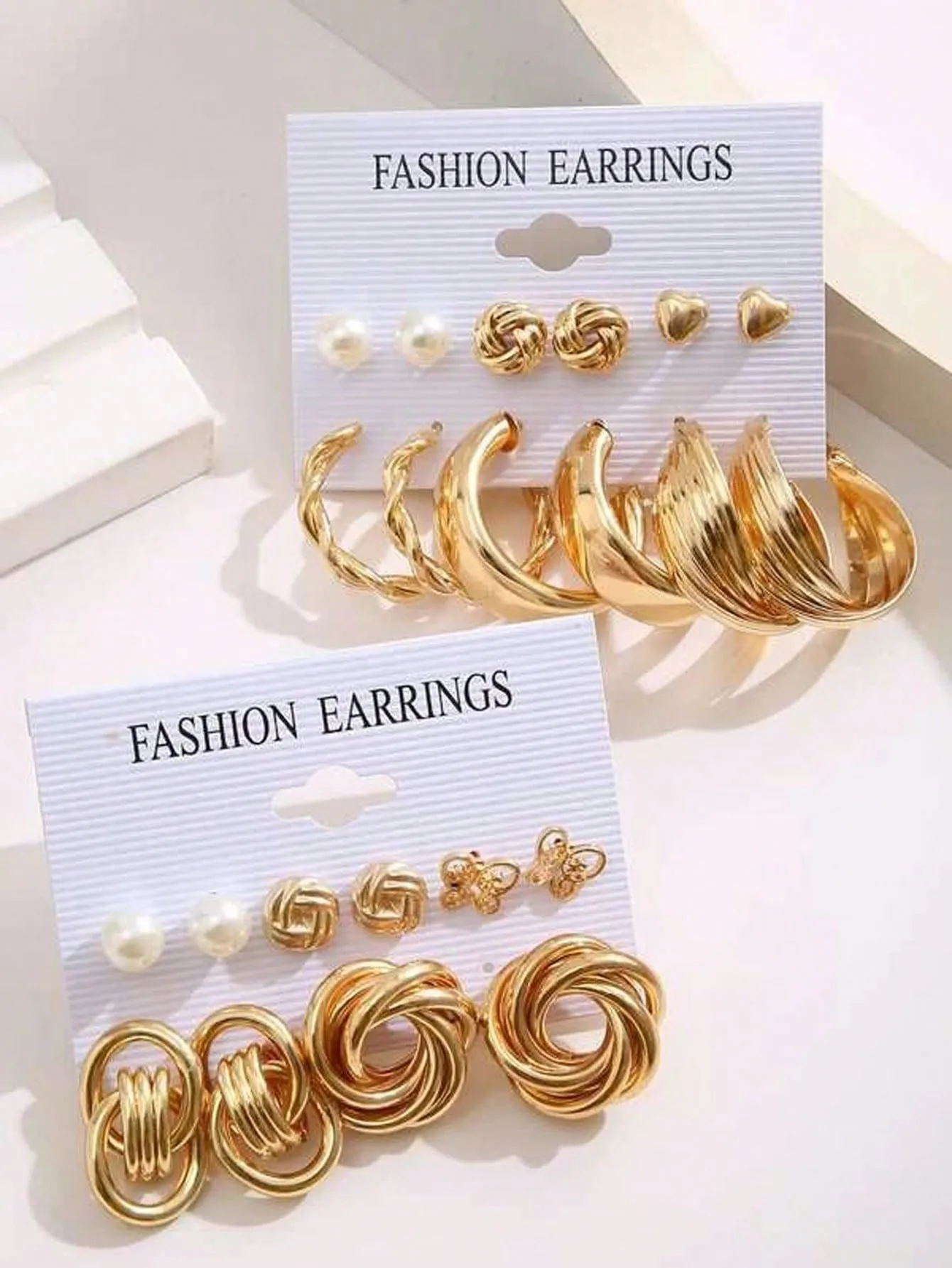 11pairs Faux Pearl Decor Circle Shaped Earrings Set For Women, Great For Dating And Festival Gifts