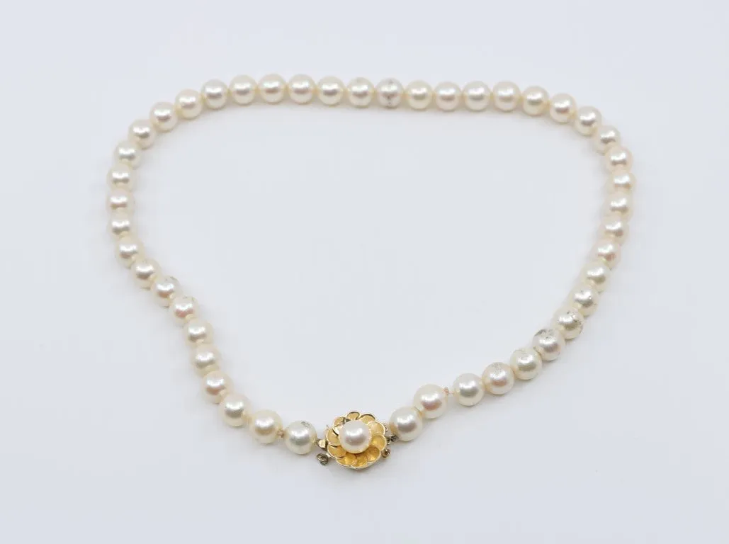 14'' 14K Yellow Gold Synthetic Pearl Strand Necklace (32.20g.)