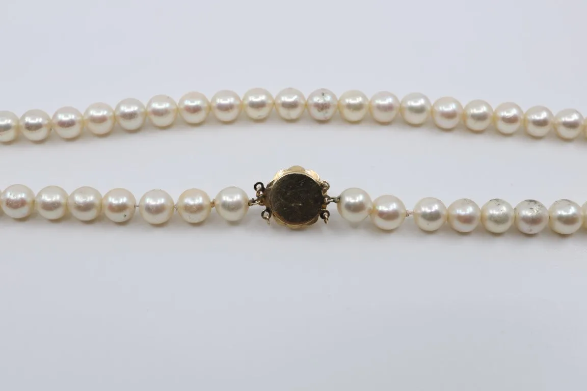 14'' 14K Yellow Gold Synthetic Pearl Strand Necklace (32.20g.)