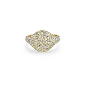 14k Full Pavé Diamond Oval Signet Ring