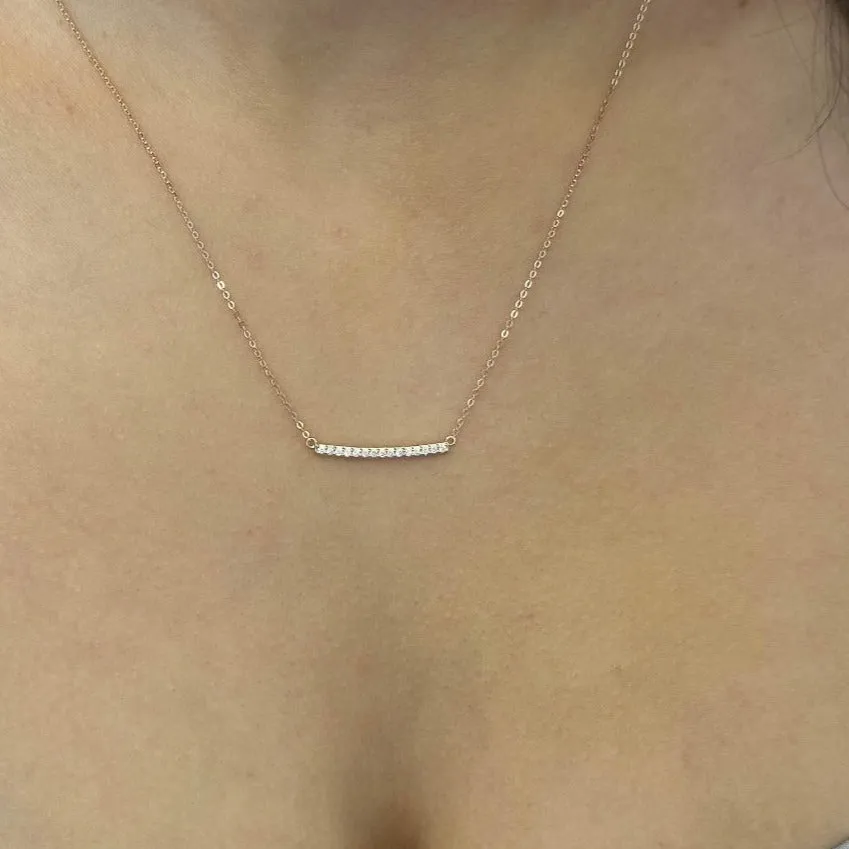 14k Gold Bar Diamond Necklace