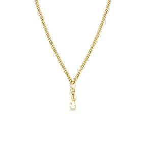 14k Gold Small Curb Chain Necklace with Fob Clasp Drop