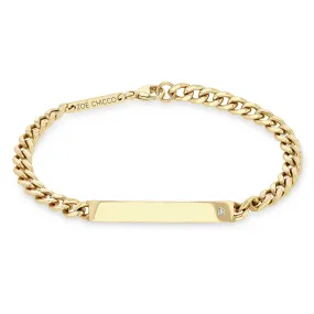 14k Medium Curb Chain ID Bracelet with Diamond