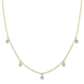 14K Yellow Gold Floating Diamond Necklace