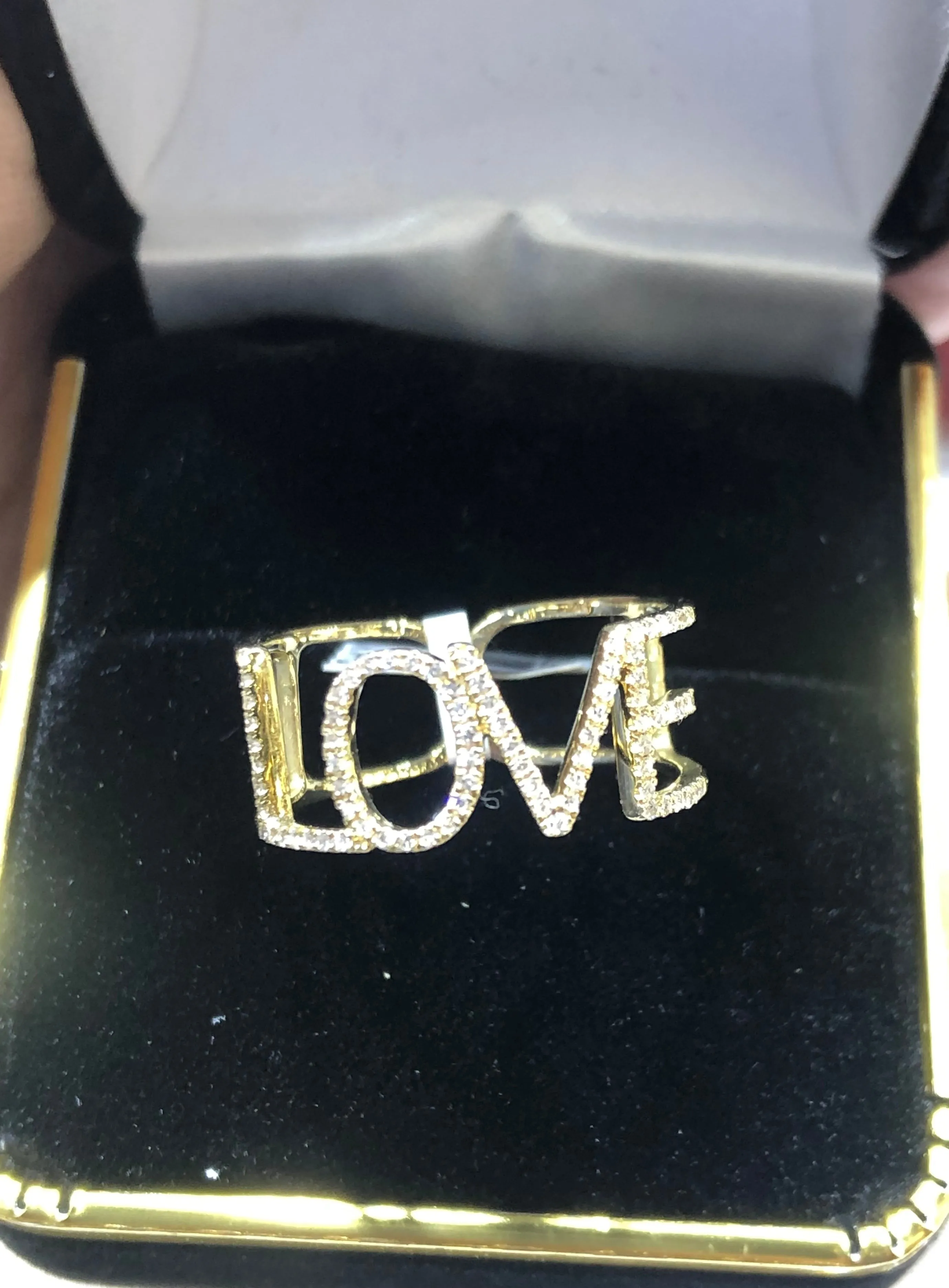 14k Yellow Gold Open 'LOVE' Diamond Band