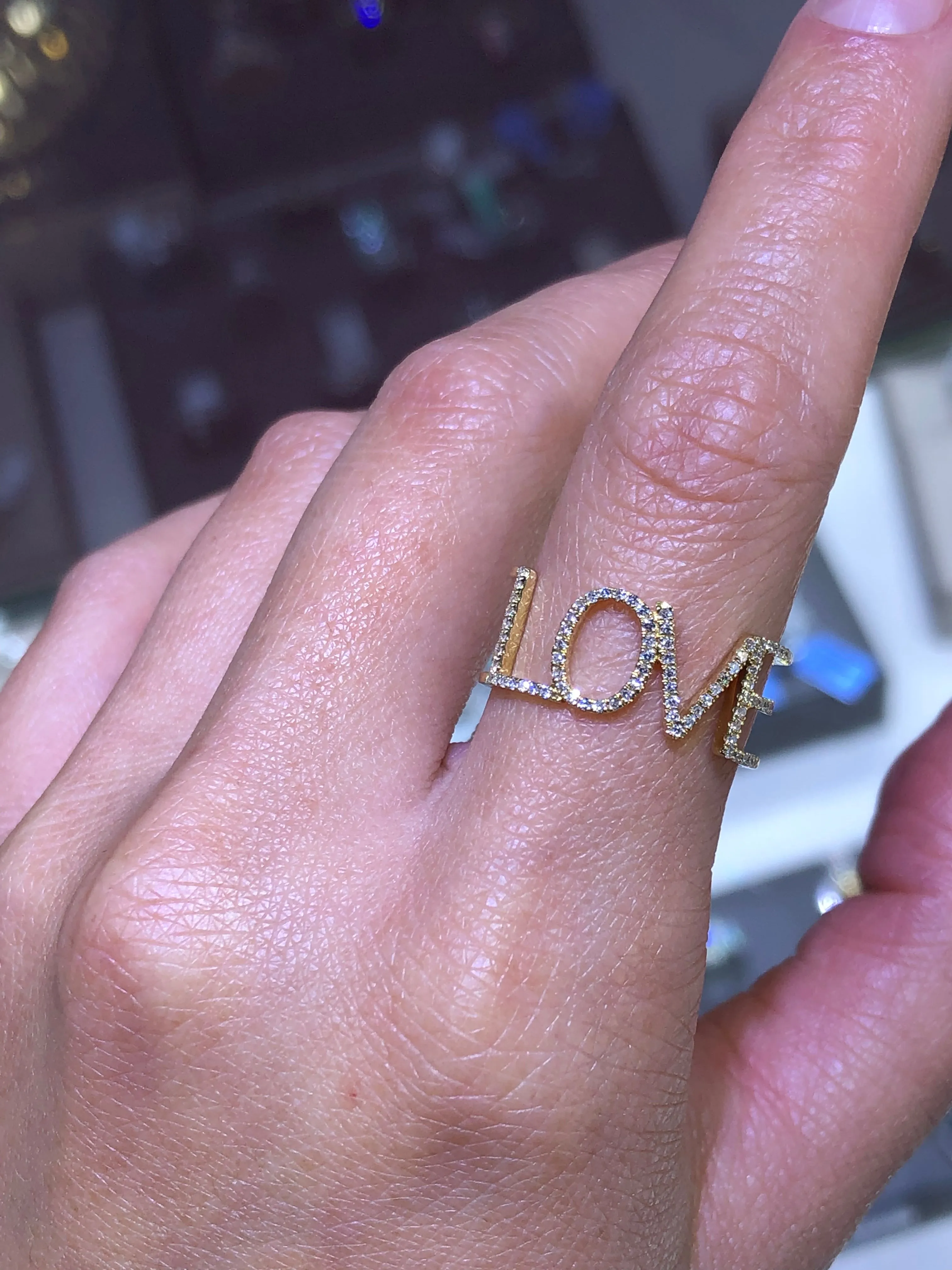 14k Yellow Gold Open 'LOVE' Diamond Band