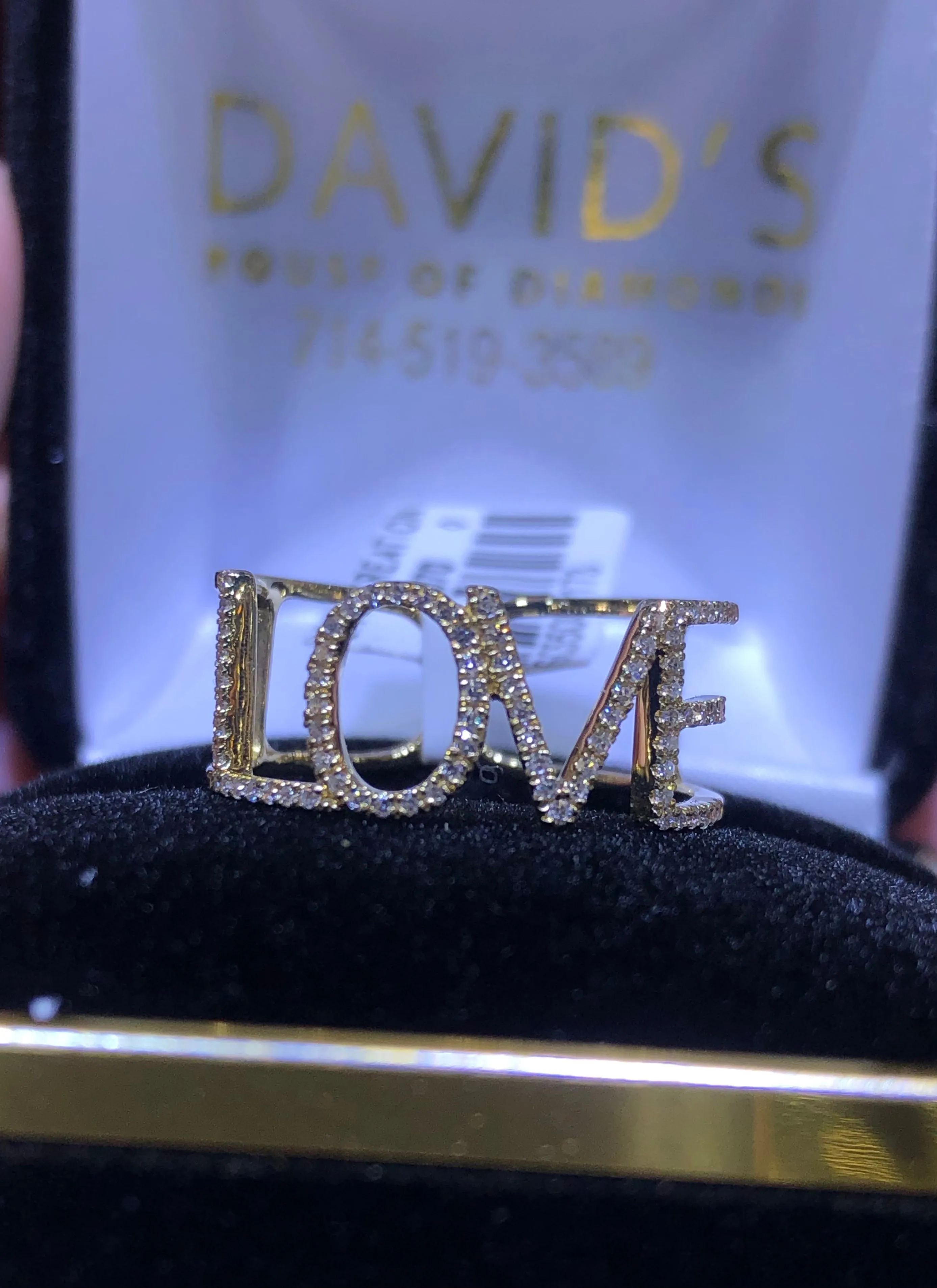 14k Yellow Gold Open 'LOVE' Diamond Band