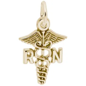 14K Yellow Gold RN Caduceus Charm