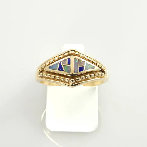 14kt Gold Australian Opal Lapis Ring