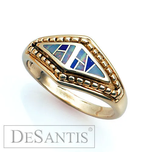 14kt Gold Australian Opal Lapis Ring