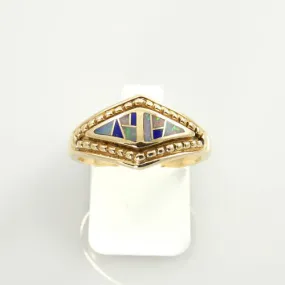 14kt Gold Australian Opal Lapis Ring