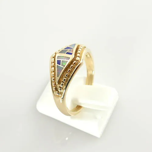 14kt Gold Australian Opal Lapis Ring