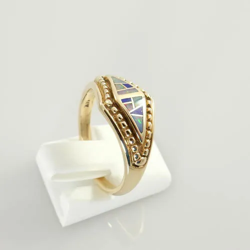 14kt Gold Australian Opal Lapis Ring