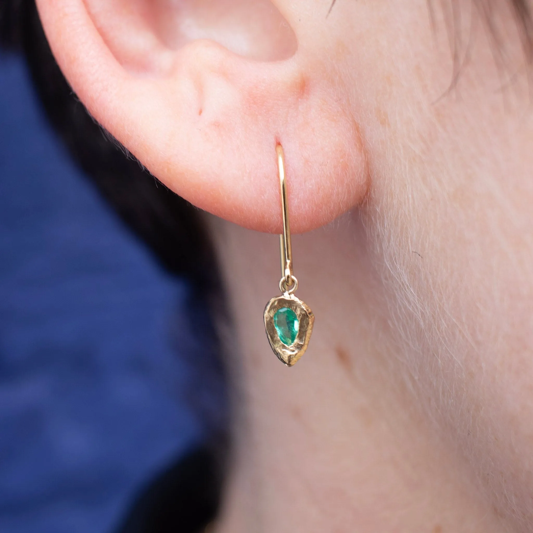 18K Teardrop Earrings in Emerald