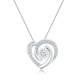 18K White Gold Heart Design Diamond Pendant