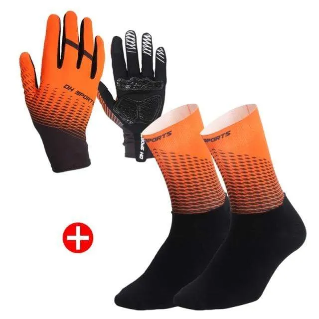 1Pair Half /Full Finger Cycling Gloves With 1Pair Cycling Socks Men Women Sports Bike Gloves Racing  Bicycle Set