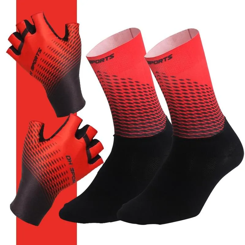 1Pair Half /Full Finger Cycling Gloves With 1Pair Cycling Socks Men Women Sports Bike Gloves Racing  Bicycle Set