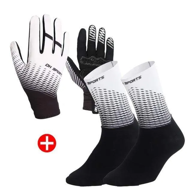 1Pair Half /Full Finger Cycling Gloves With 1Pair Cycling Socks Men Women Sports Bike Gloves Racing  Bicycle Set