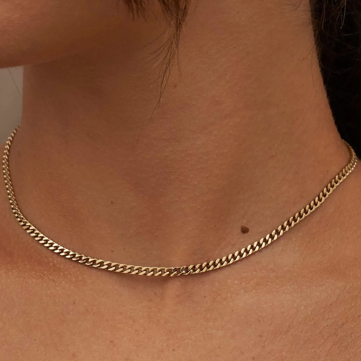 3MM Micro Cuban Necklace in Yellow Gold