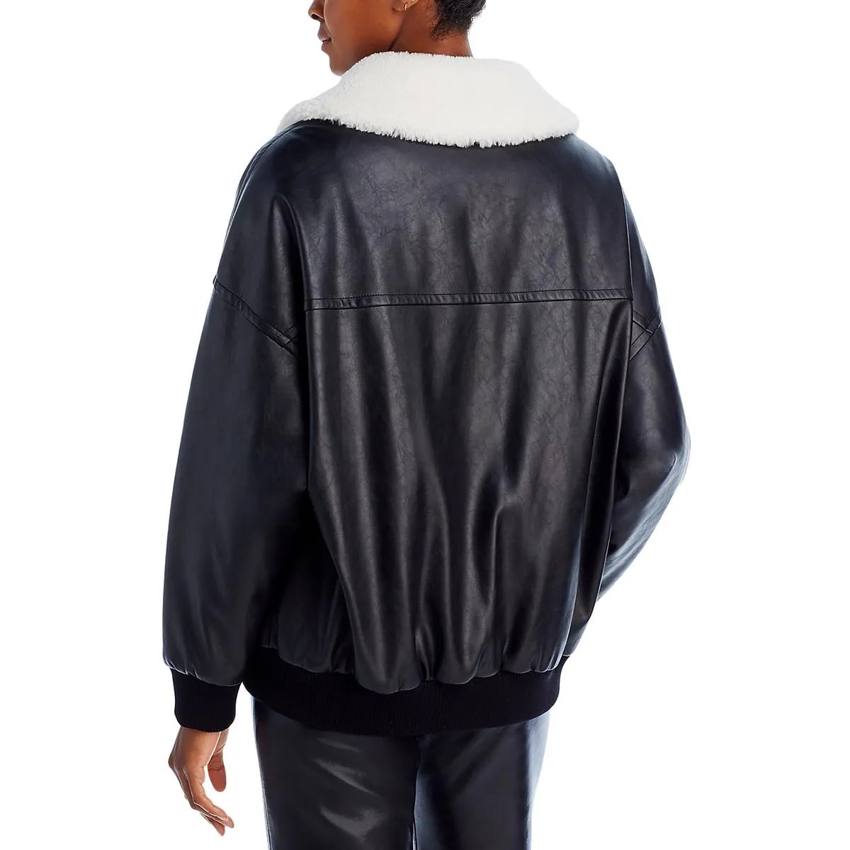 4th & Reckless Womens Benson Faux Fur Trim Heavy Bomber Jacket