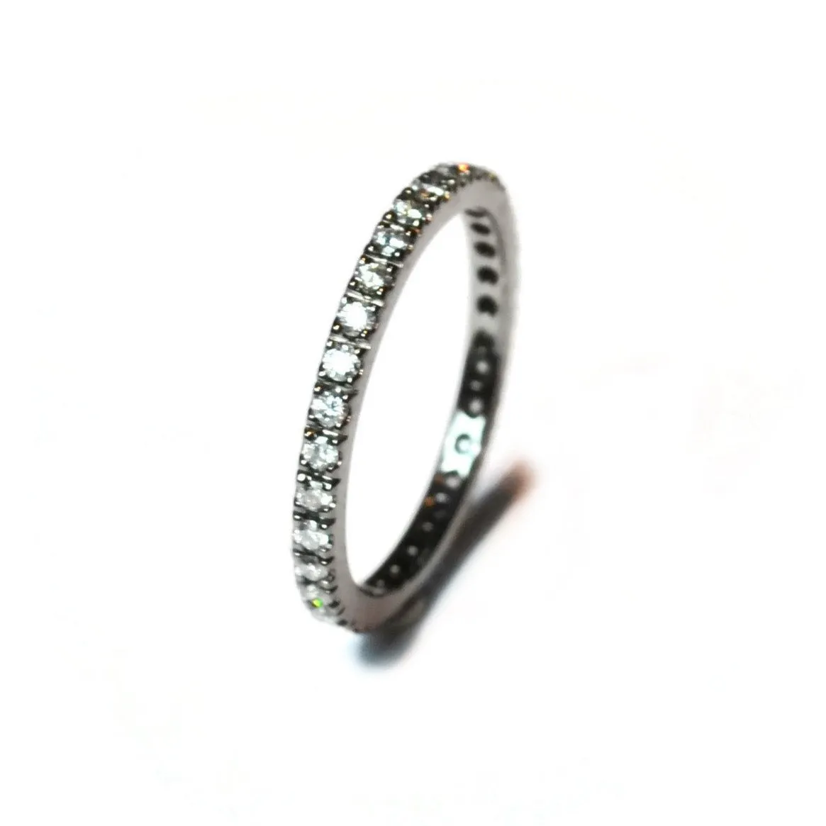 A & Furst - France Eternity Band Ring with White Diamonds all around, French-set, 18k Blackened Gold