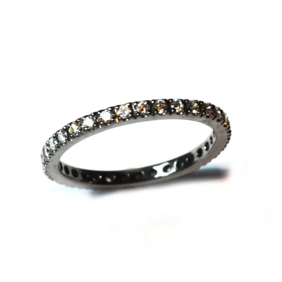 A & Furst - France Eternity Band Ring with White Diamonds all around, French-set, 18k Blackened Gold