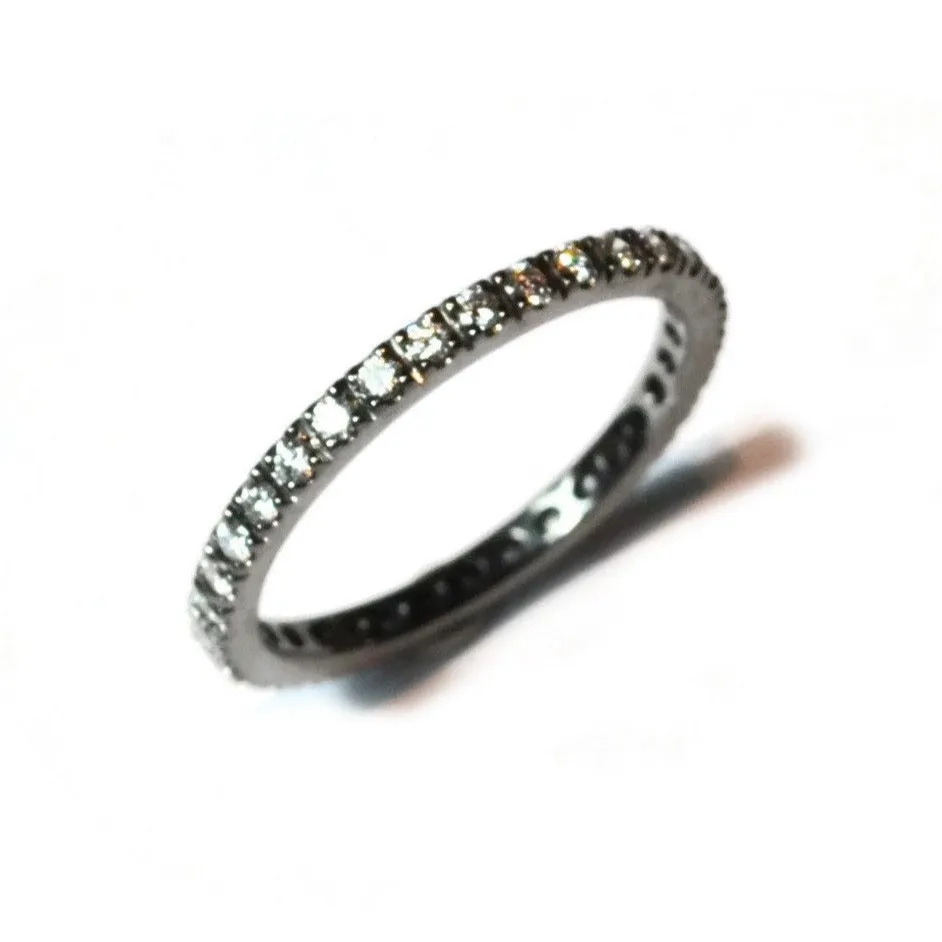 A & Furst - France Eternity Band Ring with White Diamonds all around, French-set, 18k Blackened Gold