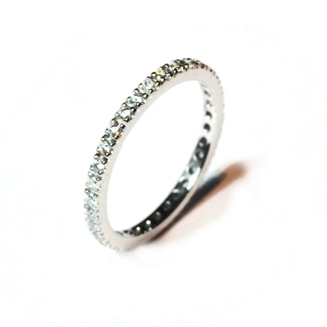 A & Furst - France Eternity Band Ring with White Diamonds all around, French-set, Platinum