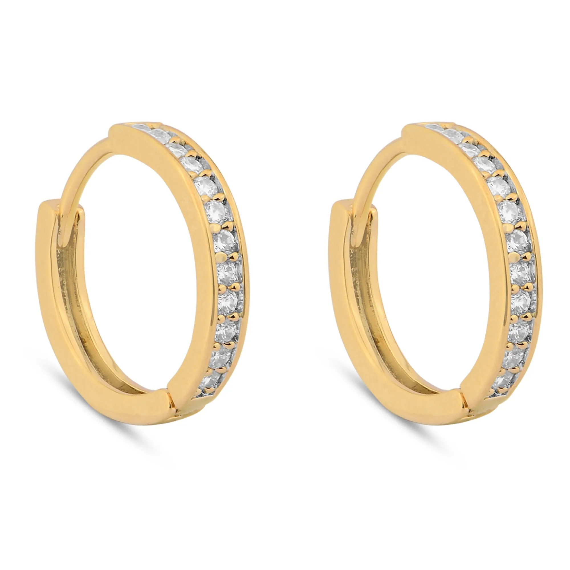 Accessorize London Women's Z Real Gold-Plated Cubic Zirconia  Pave Huggie Hoops Earrings