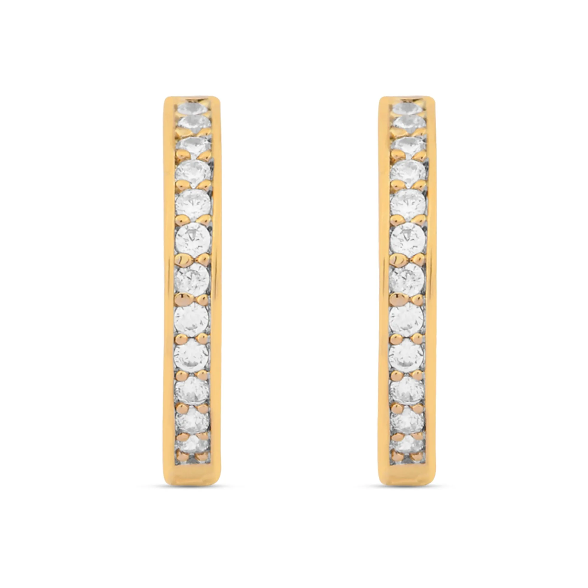 Accessorize London Women's Z Real Gold-Plated Cubic Zirconia  Pave Huggie Hoops Earrings