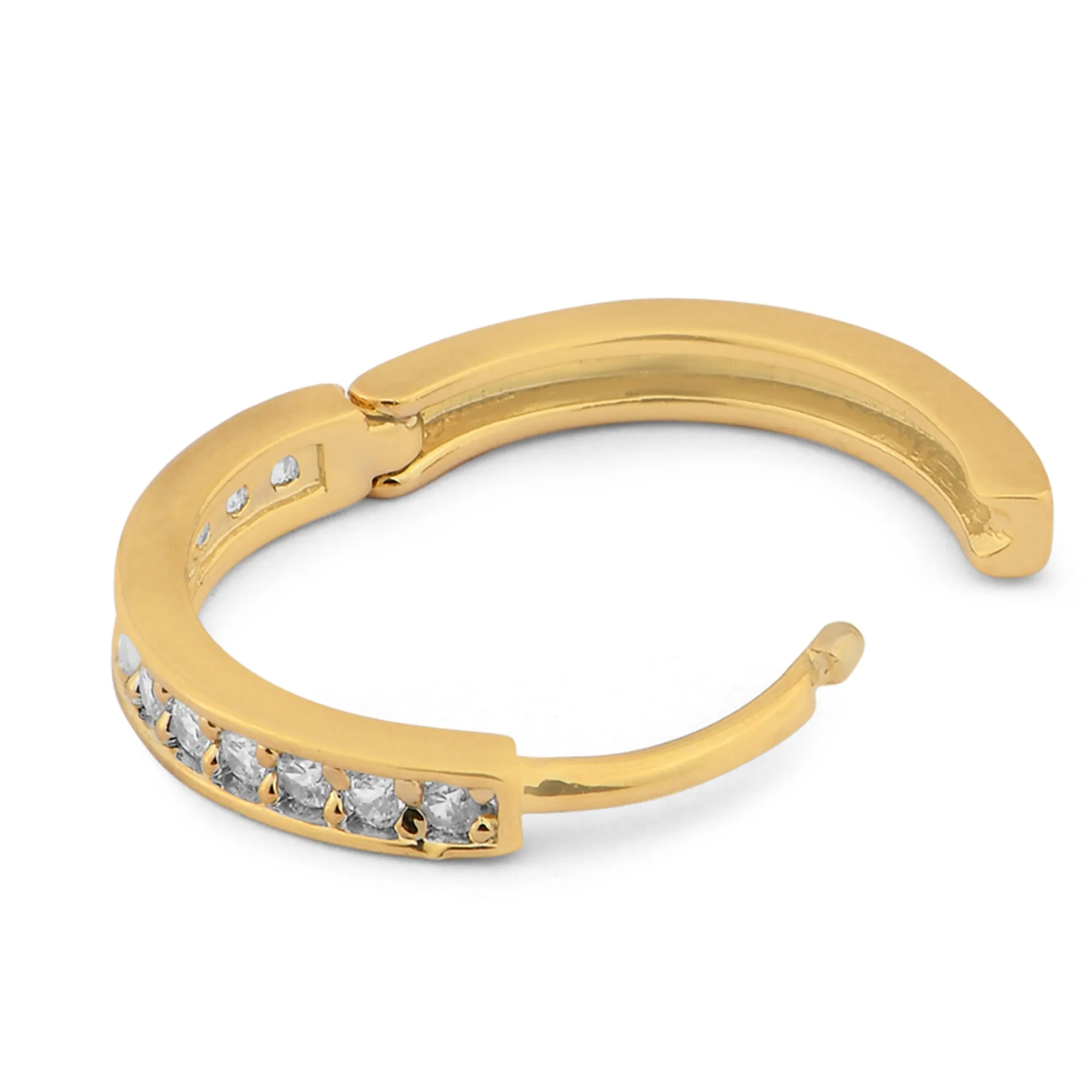 Accessorize London Women's Z Real Gold-Plated Cubic Zirconia  Pave Huggie Hoops Earrings