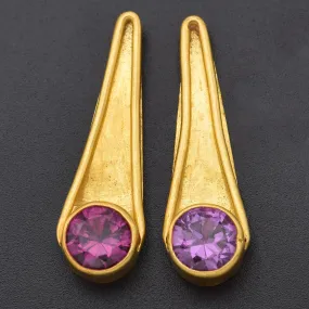 Antique 22K Yellow Gold Amethyst Drop Earrings