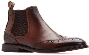 Base London Reid Mens Leather Brogue Chelsea Boot