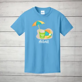 Beach Scene, Blue Graphic Tee - Name Optional - Infant, Toddler, Youth