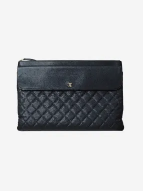 Black 2019 quilted caviar leather clutch bag