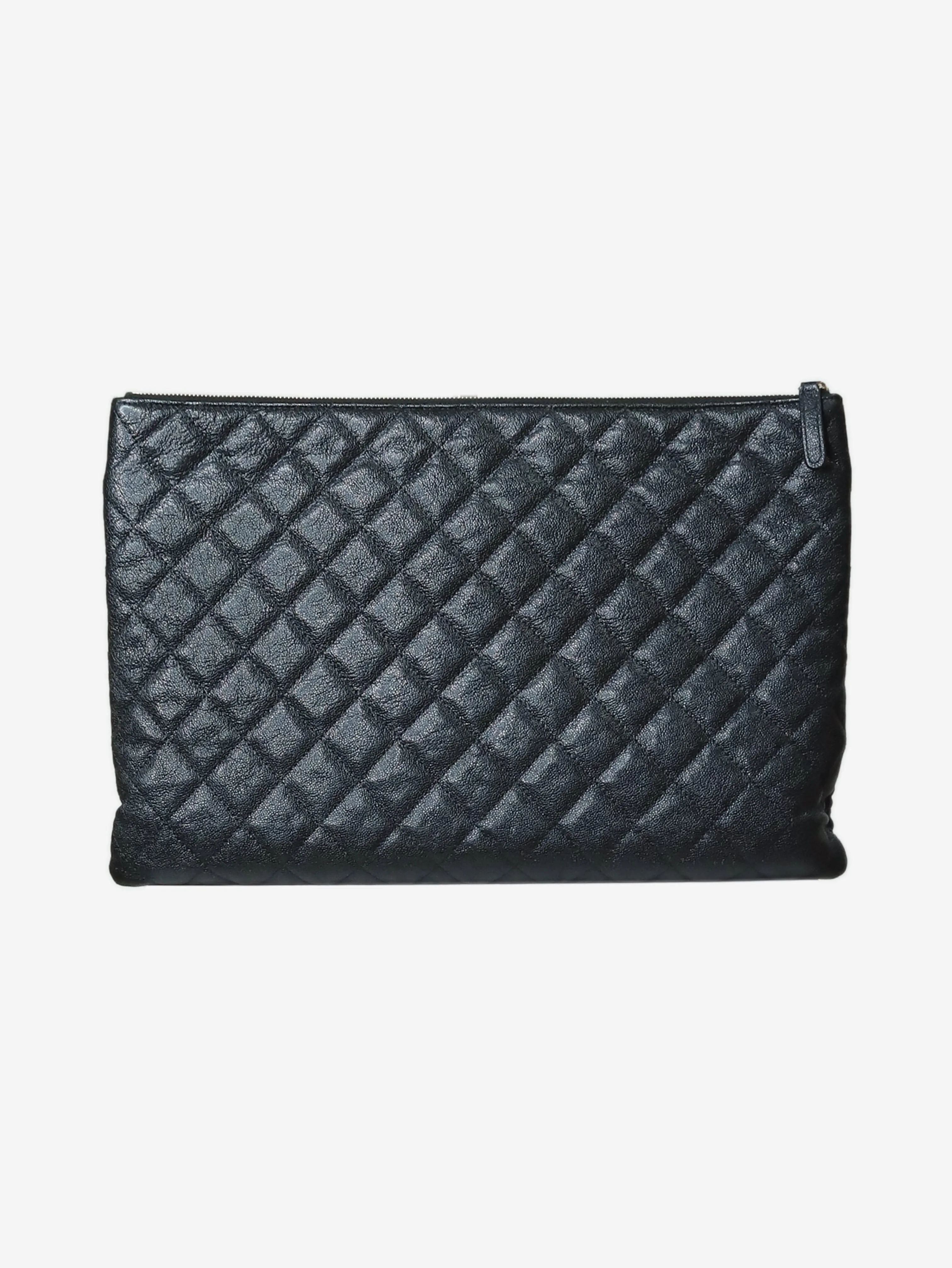 Black 2019 quilted caviar leather clutch bag