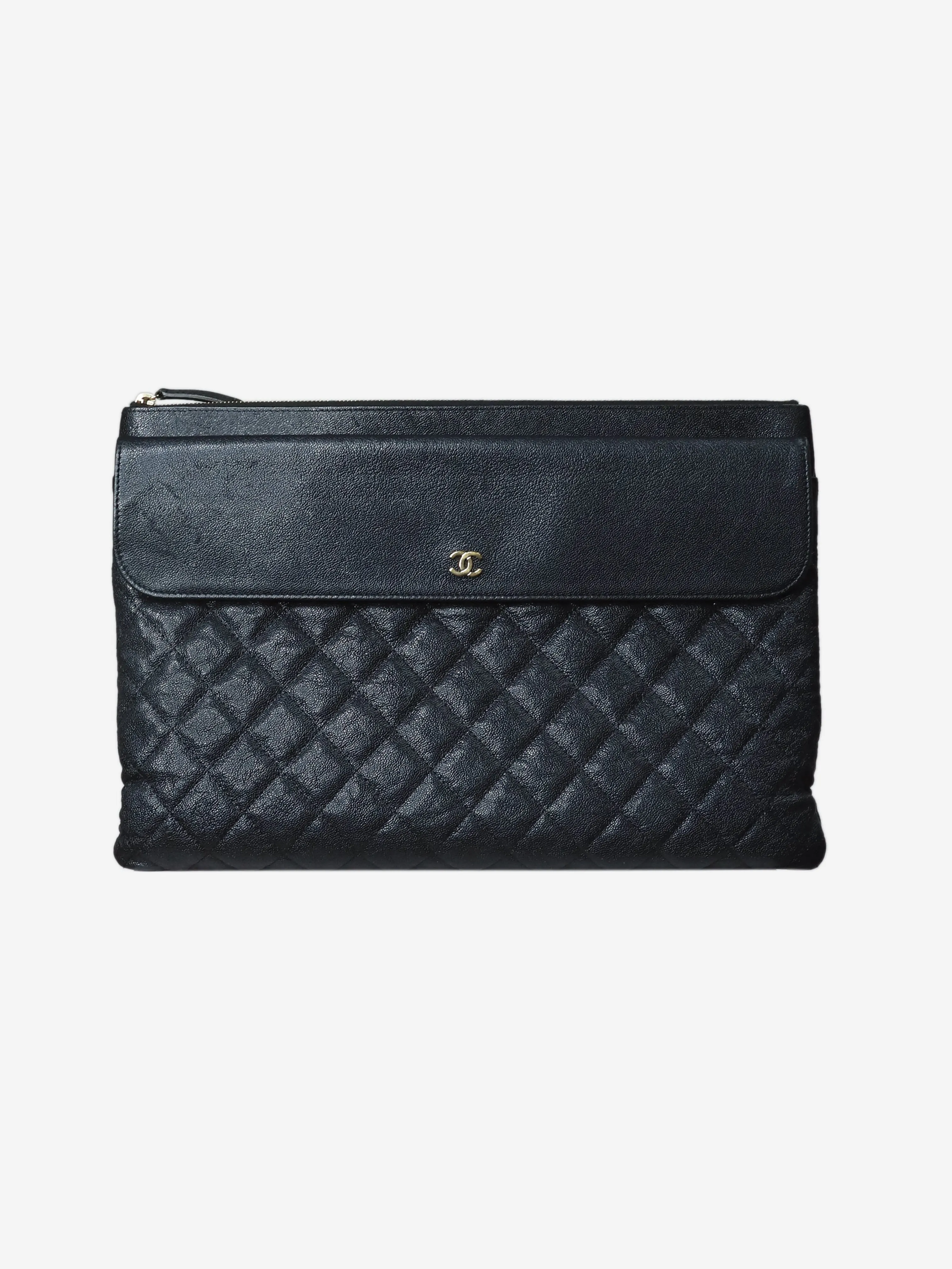 Black 2019 quilted caviar leather clutch bag