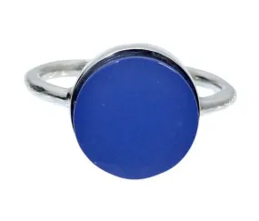 Blue Chalcedony Bezel Set Ring, Plain Blue Cabochon Ring, 925 Sterling Silver, Football Cut Stone Gemstone Ring