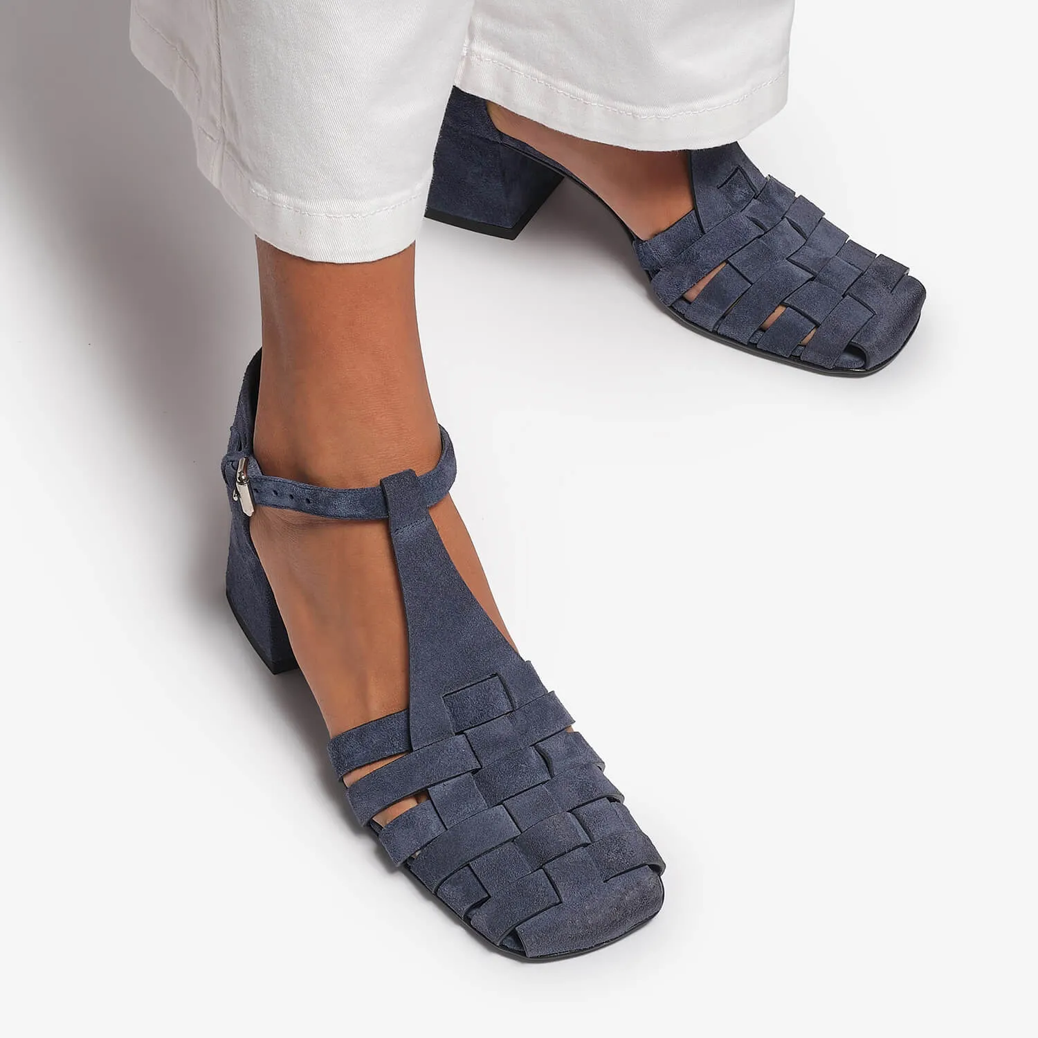 Blue  women's suede sandal