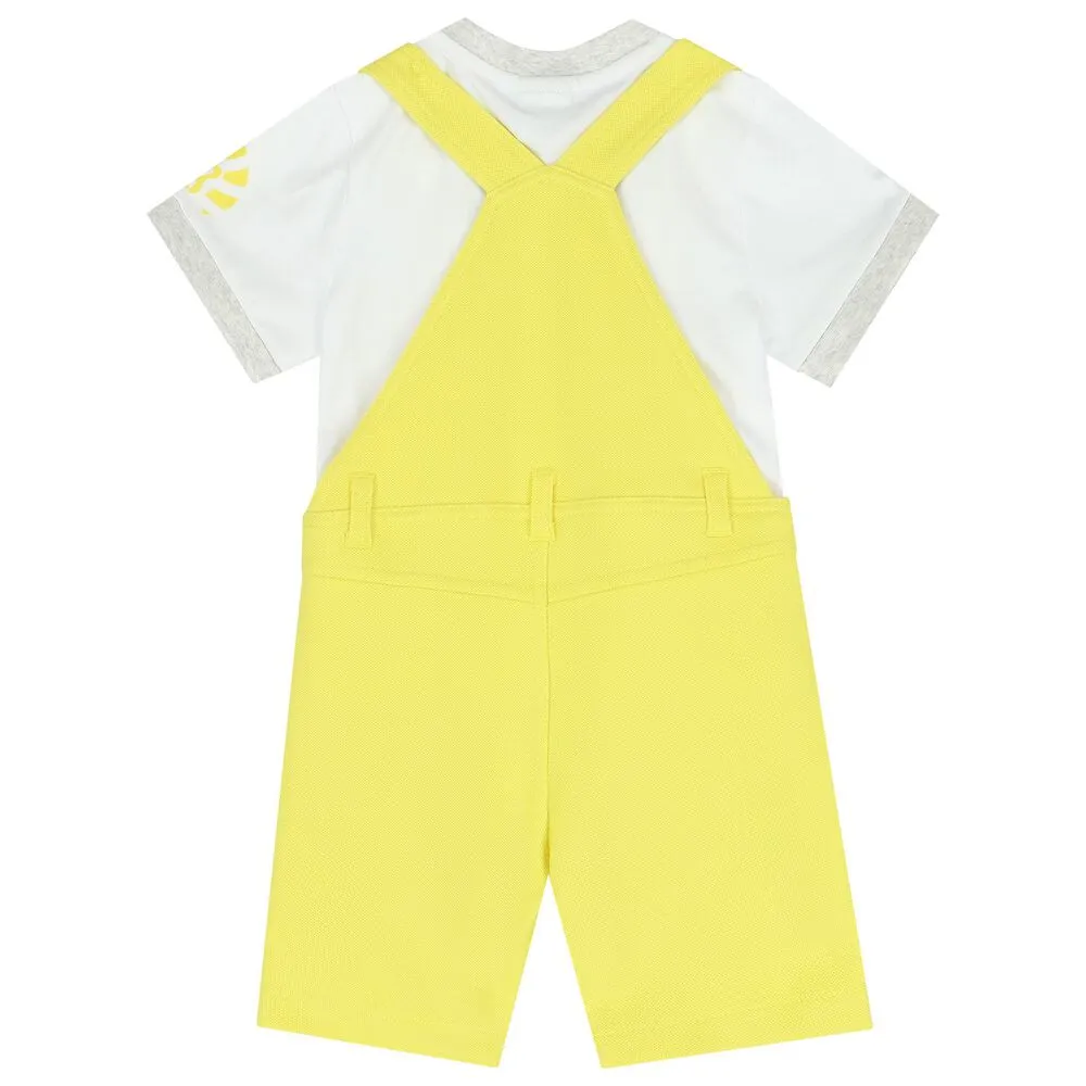 Boss Sets Dungaree   T-Shirt White-Yellow