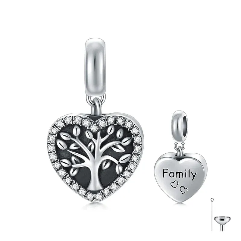 Butterfly/Cross/Heart/ Sunflower/Tree of Life Cremation Charm for Ashes 925 Sterling Silver Urn Bead Charm Fit Bracelet