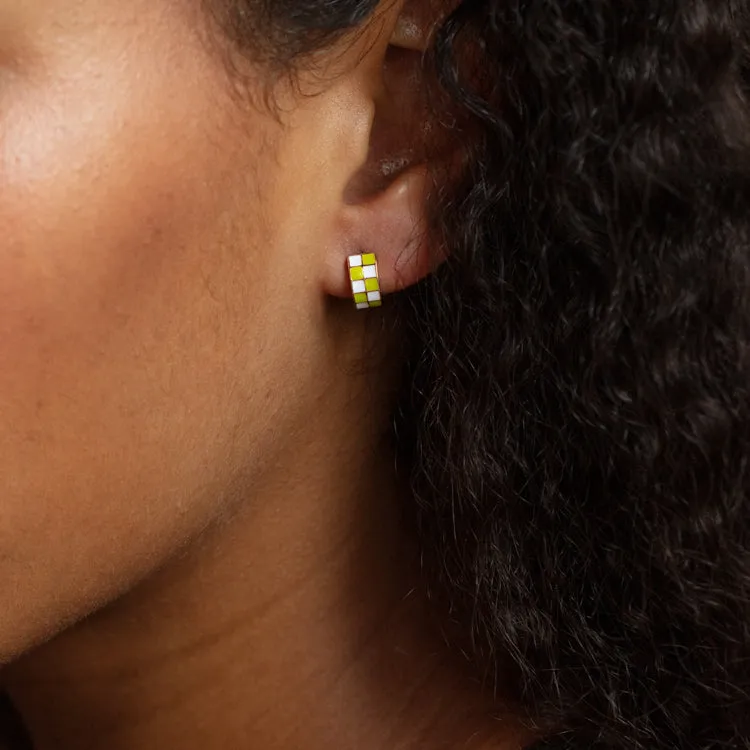 Checkered Huggie Earrings