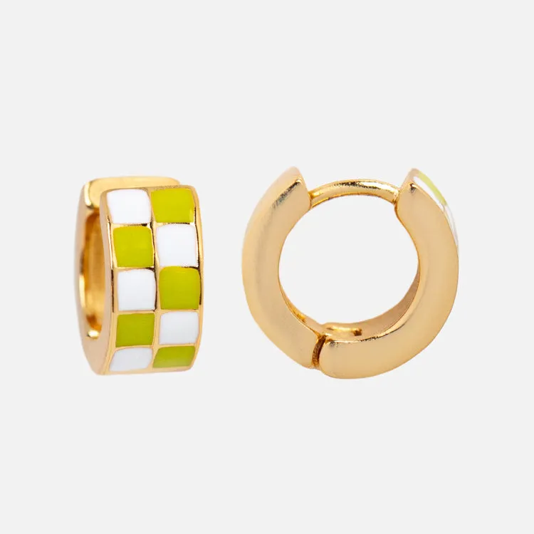 Checkered Huggie Earrings