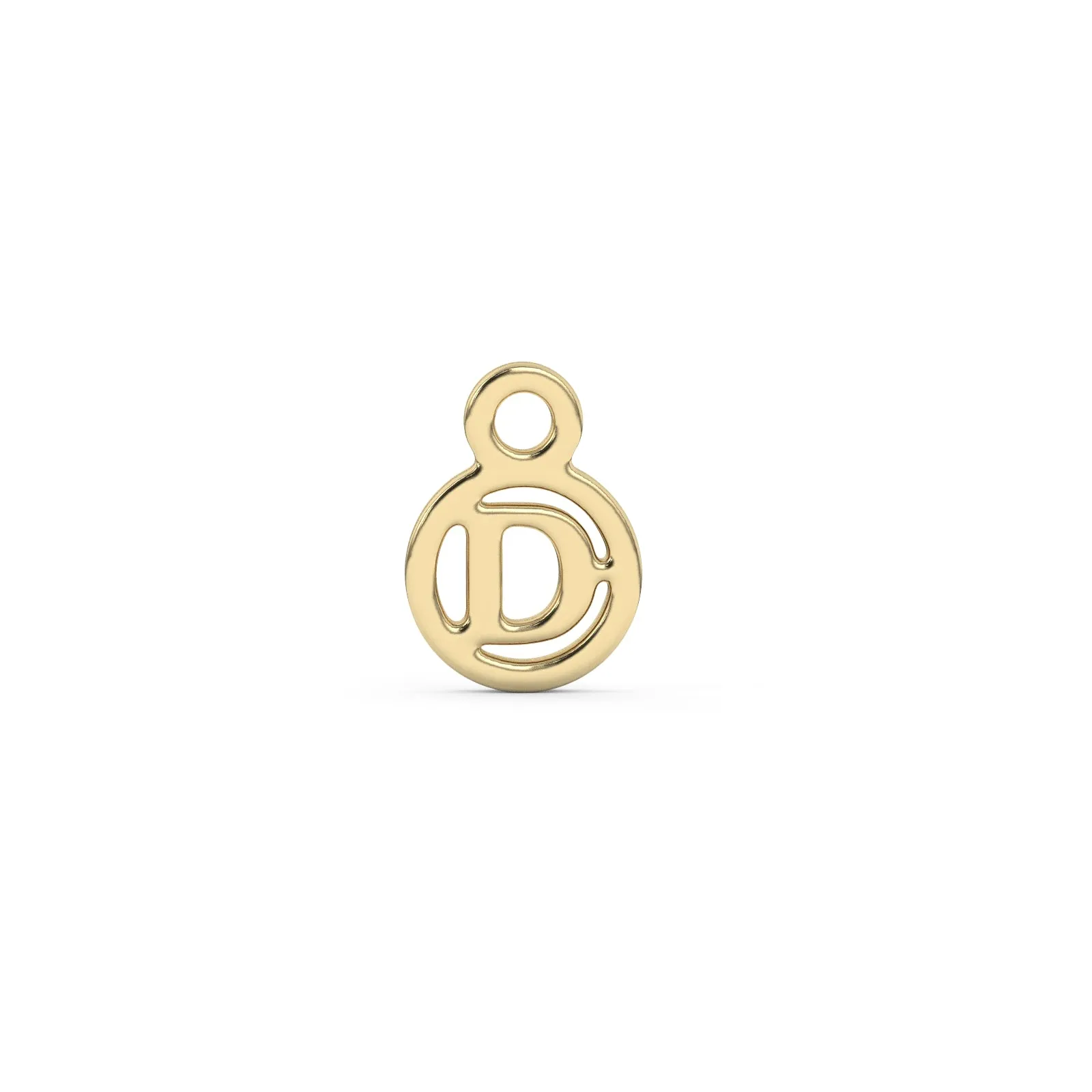 Circle Initial Charm - D | 10k Yellow Gold