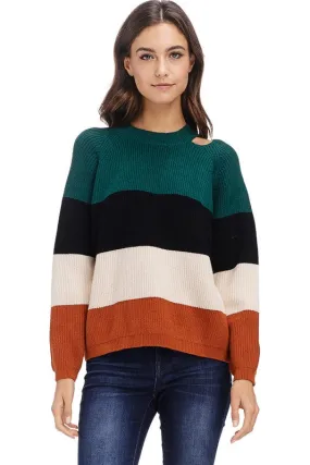 Colorblock Cutout Sweater