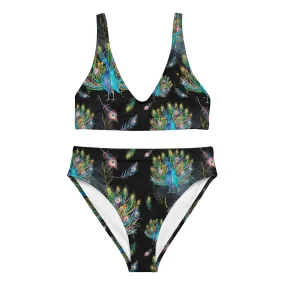 Colorful Peacock High Waisted Bikini